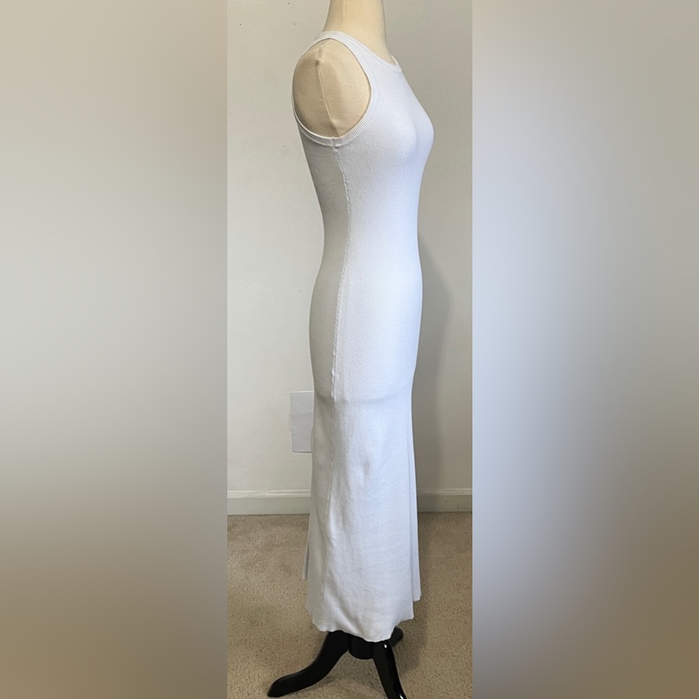DISSH White Ribbed Sleeveless Maxi Dress Cotton Stretch Size M - Picture 6 of 9